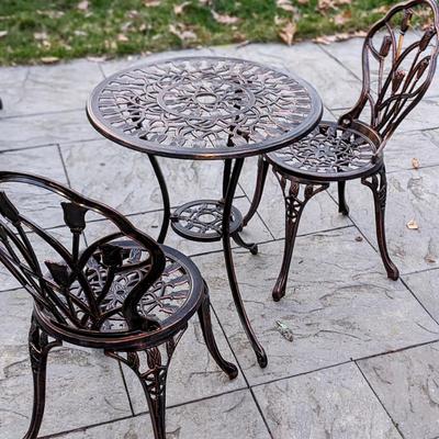 Tulip Garden 3-Piece Cast Aluminum Outdoor Bistro Set