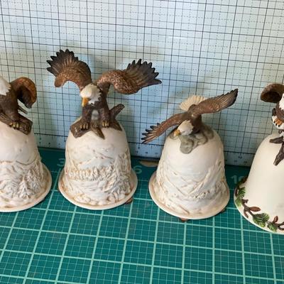 4 ceramic eagle bells