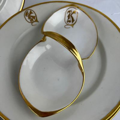 998 Antique Hand Painted French Limoges Initial â€œKâ€ Dishes