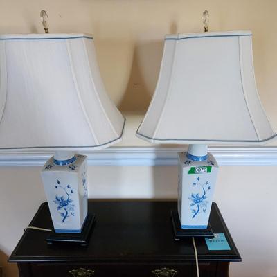 Pair of White Blue Table Lamps 28
