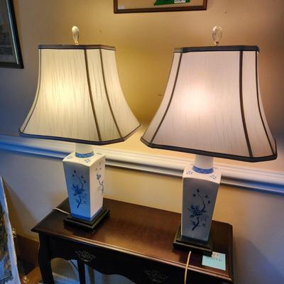 Pair of White Blue Table Lamps 28