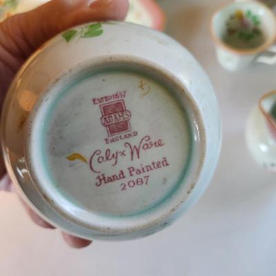Large Lot Adams England China Calx Ware Teapot Creamer Sugar Plates