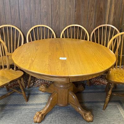 Oak wood Industries Table & 6 Chairs