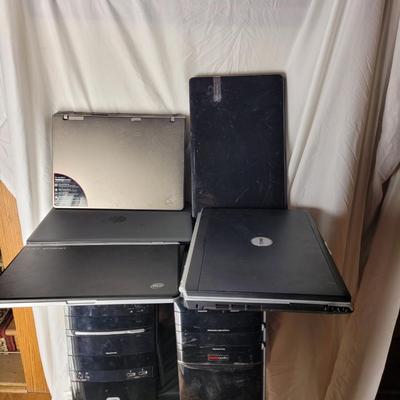 5 older laptops and 2 desktops for parts or gold recovery
