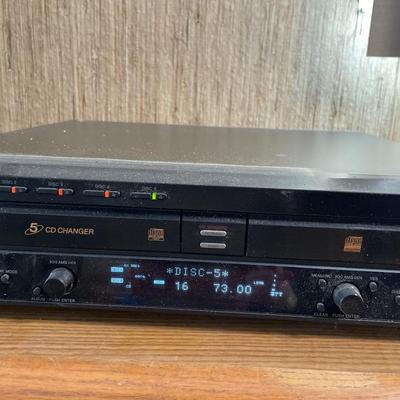 Sony 5 disc CD player & wood cabinet