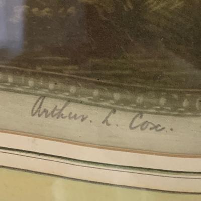 PAIR Antique Mezzotints -Signed Aurther Cox - Shepardness / Birdnesting Framed/ Matted