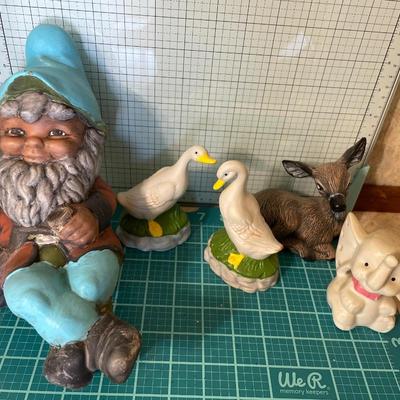 Ceramic gnome and animals