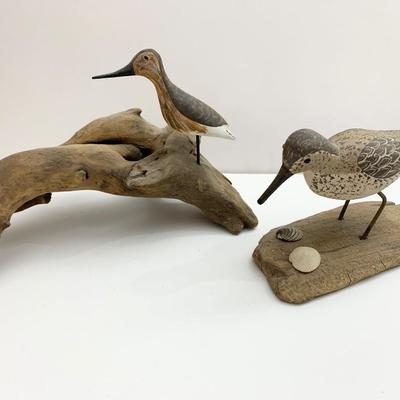 Hand Carved Shore Birds - One Signed - Ray Walker, Chincoteague VA