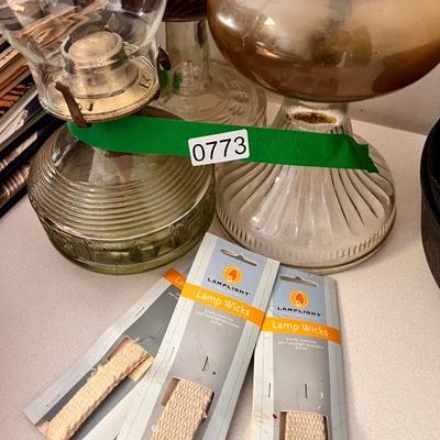 3 Antique Oil Lamps + Wicks