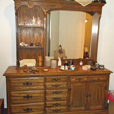 Dresser with Mirror and Shelves