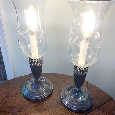 PAIR Electrified Candle Bases w/ Etched Glass Flutes