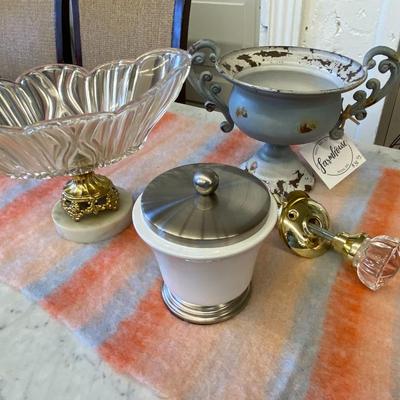 Set of Four Glass and Metal Display Pieces