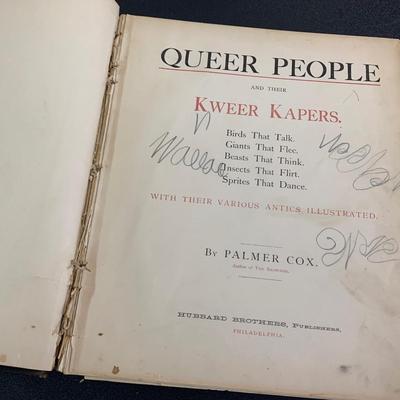 c.1888 Leather Book - Queer People by Palmer Cox