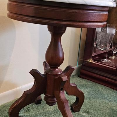 Antique table with white marble top