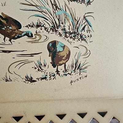 2 vintage metal trays, great condition! 1940's Tole Painted