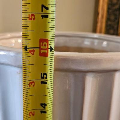 Tall off white vase with handles