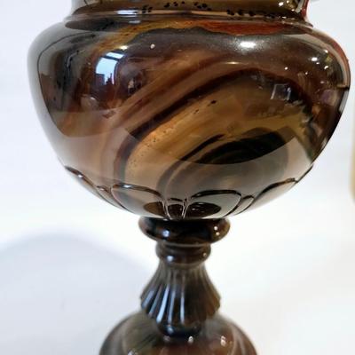 Brown agate stone chalice - Pedestal stone