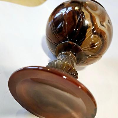 Brown agate stone chalice - Pedestal stone