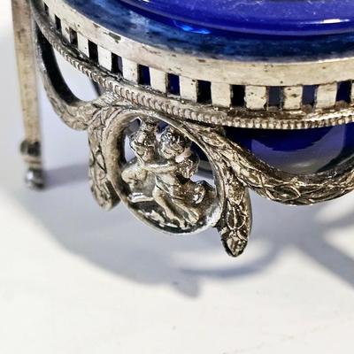 Cobalt Blue Glass and Silver Plate Finger Dishes