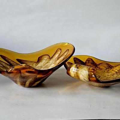 Set of Two Stacking Vintage Mid-Century Fratelli Toso Murano Glass Bowl