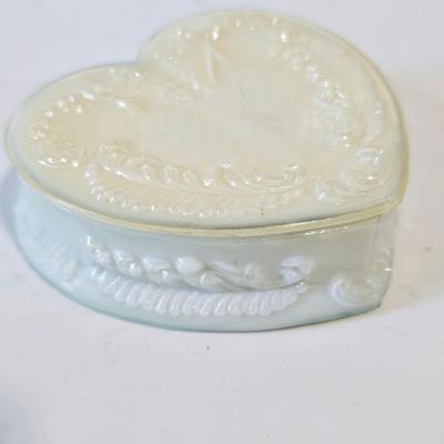 Ivory/ White Heart Shaped Box