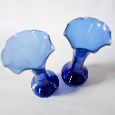 Antique Victorian Cobalt Blue Vases Pair