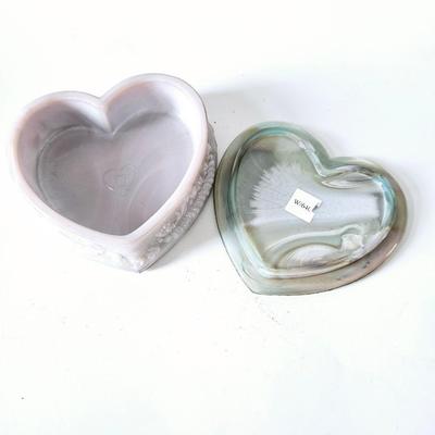 White & Green Swirl Heart Box