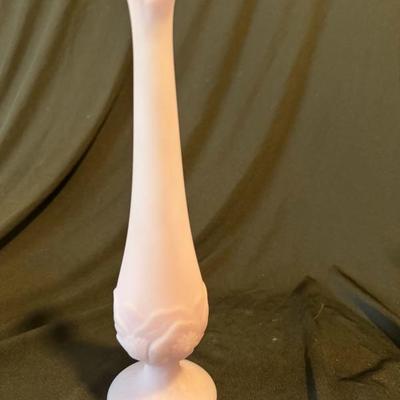 Fenton lavender vase with water lily soft frosted glass