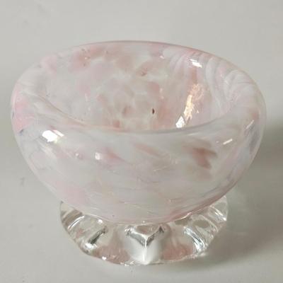 Pink Glass Bowl handmade by artist Renee Roley, one of a kind glass art