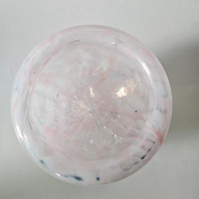 Pink Glass Bowl handmade by artist Renee Roley, one of a kind glass art