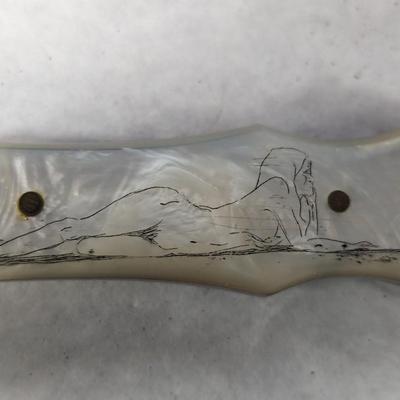 Designed Fixed Blade Knife Lady & Dragon Design On Handle