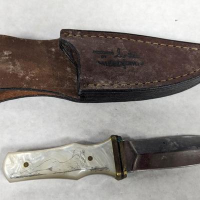 Designed Fixed Blade Knife Lady & Dragon Design On Handle