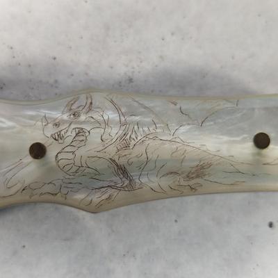 Designed Fixed Blade Knife Lady & Dragon Design On Handle