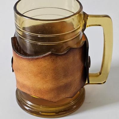 Amber Glass And Leather Personalized Mug