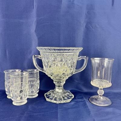 1004 Lot of Vintage Pressed Glass Serving Pieces