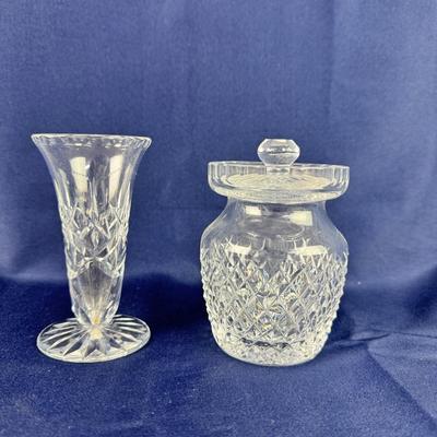 1009 Waterford Crystal Mustard Jar with Webb Crystal Bud vase