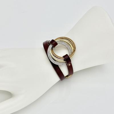 MICHAEL KORS ~Brown Leather Goldtone Wrap Bracelet