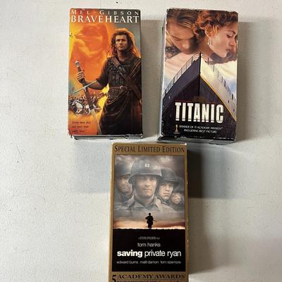 VHS Movies; Braveheart, Titanic, Saving Private Ryan