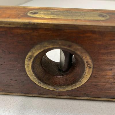 Antique Wooden Stanley Level with Brass Details and Hard Hat