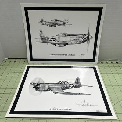 Plane Prints - North American p-51 Mustang & Vought F4U-4 