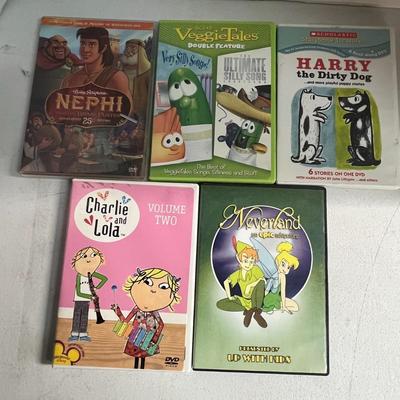 DVD Movie Bundle;Nephi, VeggieTales, Harry the Dirty Dog, Charlie and Lola, Neverland, Harold and the Purple Crayon, Mike Mulligan and...