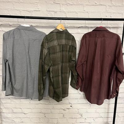3 Long Sleeve Men's Button-Down Shirts - Size Large