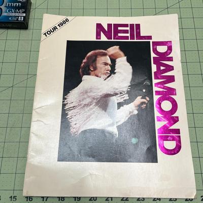 1986 Neil Diamond Concert Tour Program and Cassette Tapes with Case