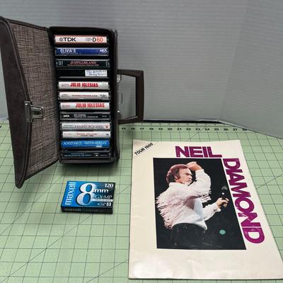 1986 Neil Diamond Concert Tour Program and Cassette Tapes with Case