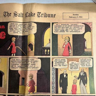 1942 Newspaper General Douglas MacArthur & 1943 Salt Lake Tribune Comics