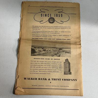 1938 Salt Lake Telegram - Covered Wagon Days