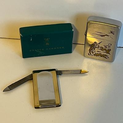 Vintage Prince Gardner Pocket Knife/ Money Clip & Zippo Lighter