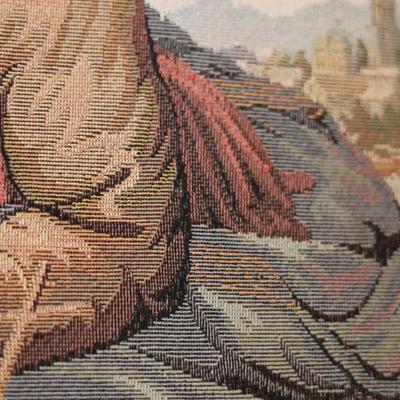 Vintage Framed Tapestry Renaissance Raphael's Madonna and Child & St. John Paul