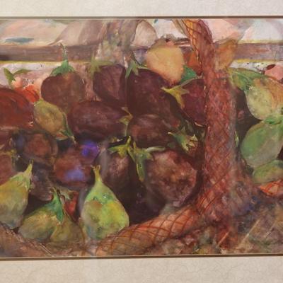 Signed & Framed Basket of Fruit Original Art
