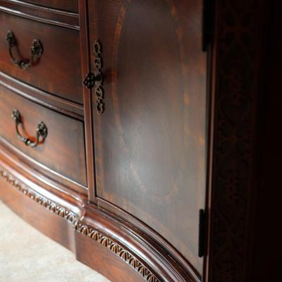 Elegant Italian Marble China Cabinet by Collezione Europa (Two Pieces-See Description)